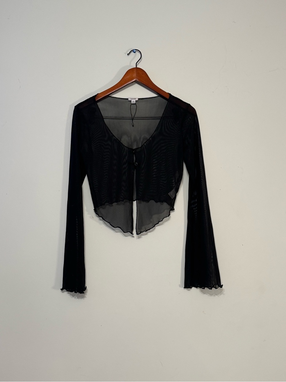 Garage Black Sheer Long-Sleeve Crop Top
